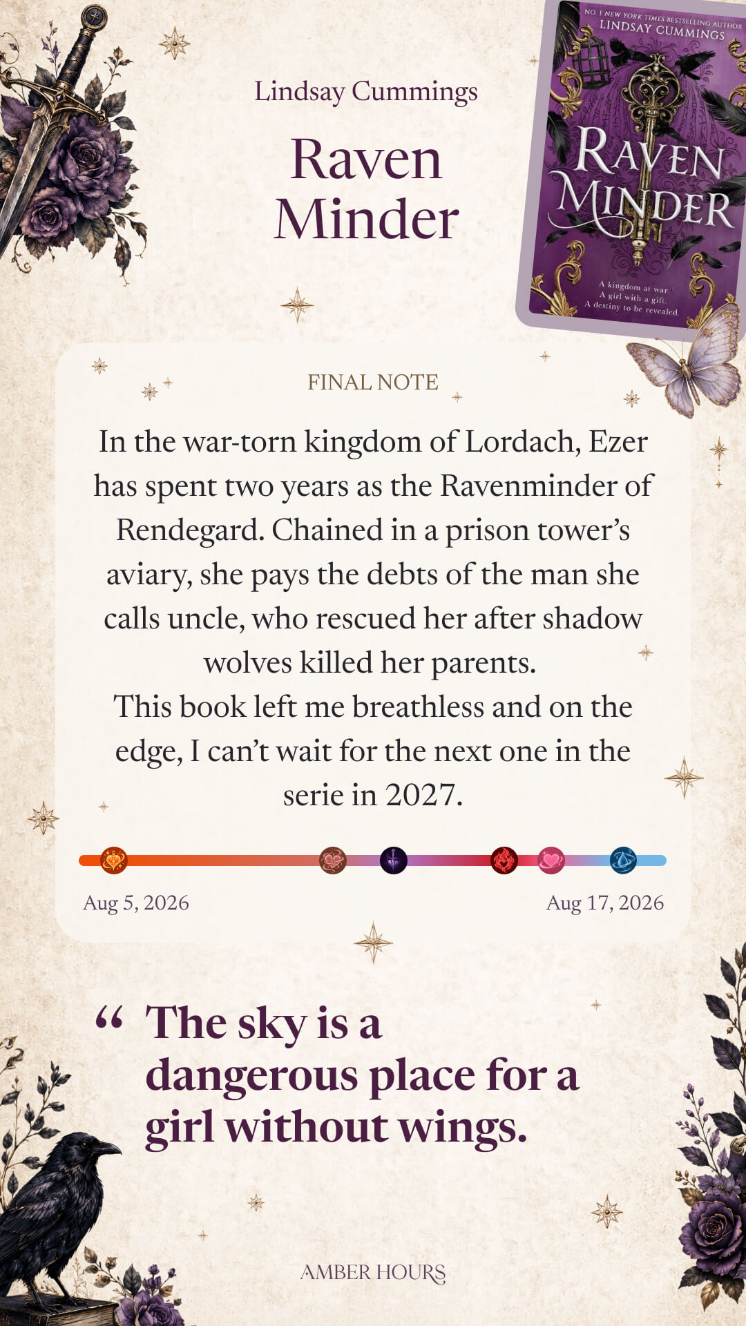 A recap for Raven Minder by Lindsay Cummings